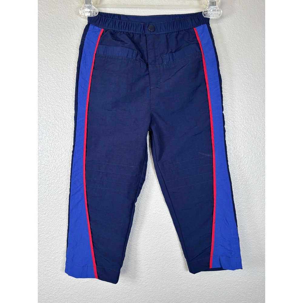 Peek-A-Babe Kids Boys 3T Blue Red‎ Track Pants Nylon Athletic Joggers VTG Y2K